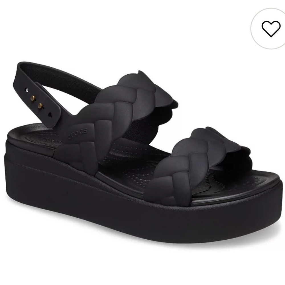 CROCS Women's Black Braided Platform Sandals